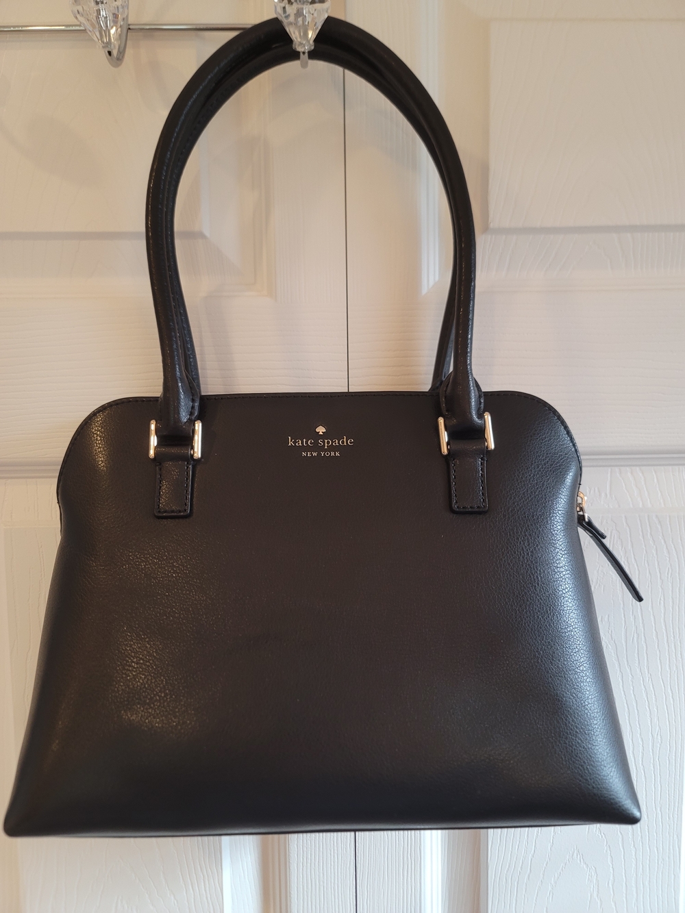 kate spade Black Leather Satchel with Dual Top Handles